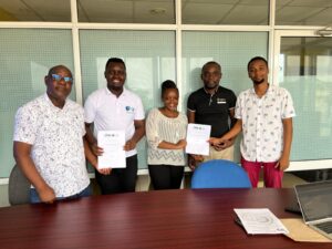 From left, Mr. Ndurya, Mr. Were, Ms. Keah, Mr. Onyiro, and Johnson Mwangangi (Gilitics Media CEO & Co-founder) Photo: Gilitics Media