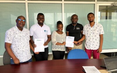 From left, Mr. Ndurya, Mr. Were, Ms. Keah, Mr. Onyiro, and Johnson Mwangangi (Gilitics Media CEO & Co-founder) Photo: Gilitics Media