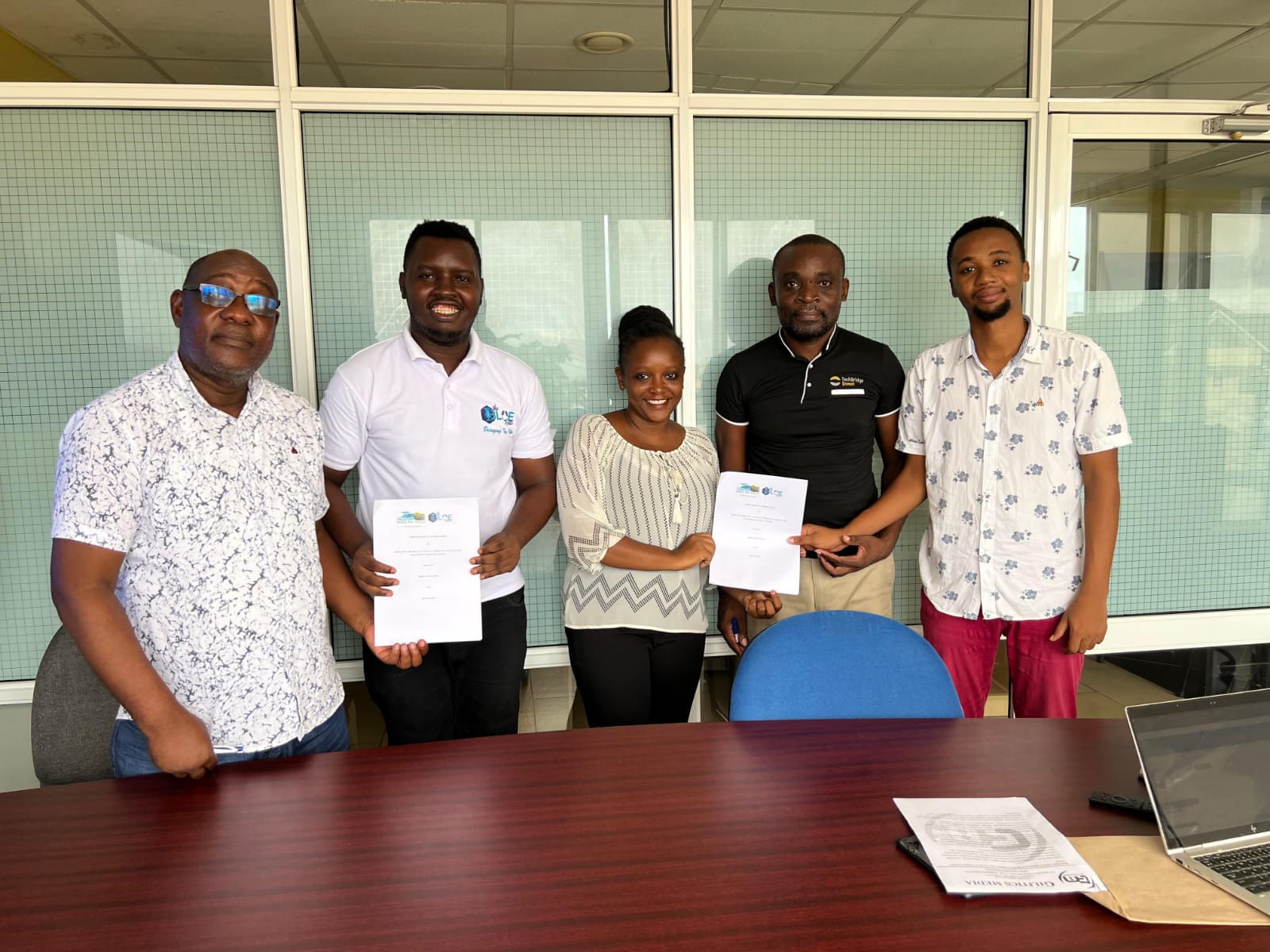 From left, Mr. Ndurya, Mr. Were, Ms. Keah, Mr. Onyiro, and Johnson Mwangangi (Gilitics Media CEO & Co-founder) Photo: Gilitics Media